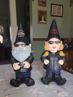 Harley-Davidson Black & Blue Biker Gnome Pair